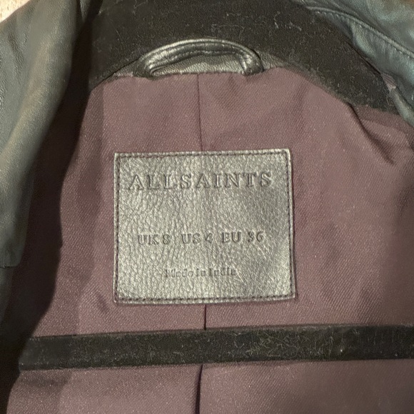 All Saints Cargo Black Leather Motorcycle Jacket - Picture 4 of 16